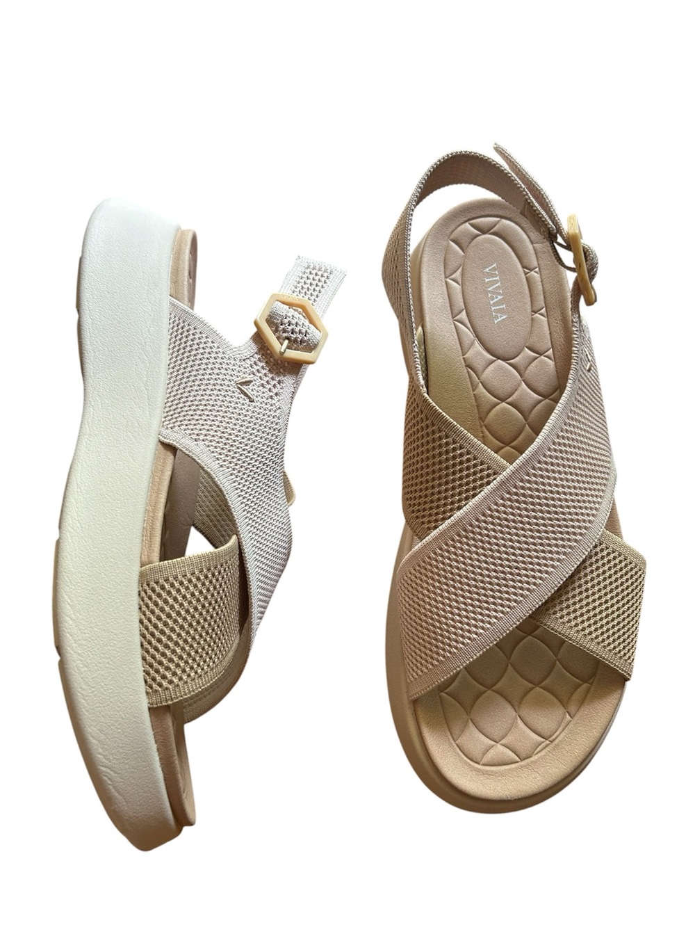 VIVAIA Kara Platform Sandals Ivory Nude Comfort Travel Shoes Size 42 US 11
